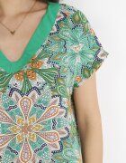 cflo Bluză Verde din Viscoză cu Decolteu în V cu Imprimeu Floral Evisia