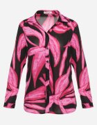 cflo Cămașă Fucsia-Neagră Decorată cu Model Acuarelă Muirella