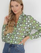 cflo Cămașă Verde deschis cu nasturi cu model geometric Ieawe