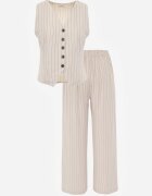 cflo Compleu de costum de vară din viscoză cu dungi: vestă și pantaloni Paneris Bej
