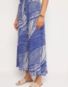 cflo Pantaloni Albastre din Viscoză 7/8 cu croi larg cu talie înaltă și elastic în talie Risalinse