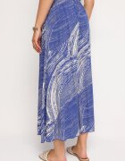 cflo Pantaloni Albastre din Viscoză 7/8 cu croi larg cu talie înaltă și elastic în talie Risalinse