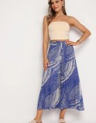 cflo Pantaloni Albastre din Viscoză 7/8 cu croi larg cu talie înaltă și elastic în talie Risalinse