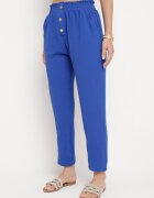 cflo Pantaloni Albastru Marin-Albastru cu Talie Înaltă Tip Paper Bag cu Elastic în Talie Noravia