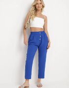 cflo Pantaloni Albastru Marin-Albastru cu Talie Înaltă Tip Paper Bag cu Elastic în Talie Noravia