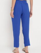 cflo Pantaloni Albastru Marin-Albastru cu Talie Înaltă Tip Paper Bag cu Elastic în Talie Noravia