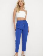 cflo Pantaloni Albastru Marin-Albastru cu Talie Înaltă Tip Paper Bag cu Elastic în Talie Noravia