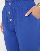 cflo Pantaloni Albastru Marin-Albastru cu Talie Înaltă Tip Paper Bag cu Elastic în Talie Noravia