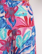cflo Pantaloni Albastru-Roz din viscoză Palazzo cu talie înaltă și elastic în talie Nasone
