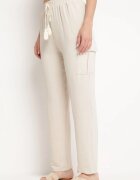 cflo Pantaloni Bej deschis cu elastic în talie Decorați cu șnururi Efista