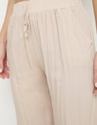 cflo Pantaloni Bej Largi din viscoză cu talie înaltă decorați cu legătură Lisozi
