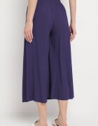 cflo Pantaloni Bleumarin Palazzo din viscoză cu elastic în talie decorați cu nasturi 3/4 Efilis