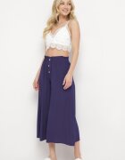 cflo Pantaloni Bleumarin Palazzo din viscoză cu elastic în talie decorați cu nasturi 3/4 Efilis
