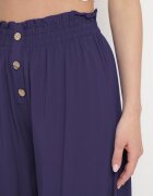 cflo Pantaloni Bleumarin Palazzo din viscoză cu elastic în talie decorați cu nasturi 3/4 Efilis