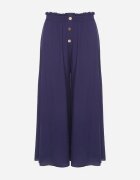 cflo Pantaloni Bleumarin Palazzo din viscoză cu elastic în talie decorați cu nasturi 3/4 Efilis