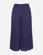 cflo Pantaloni Bleumarin Palazzo din viscoză cu elastic în talie decorați cu nasturi 3/4 Efilis