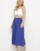 cflo Pantaloni Bleumarin Palazzo din Viscoză cu Elastic în Talie Decorați cu Nasturi cu Crăci 3/4 Efilis