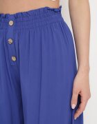 cflo Pantaloni Bleumarin Palazzo din Viscoză cu Elastic în Talie Decorați cu Nasturi cu Crăci 3/4 Efilis