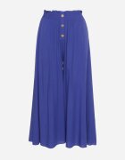 cflo Pantaloni Bleumarin Palazzo din Viscoză cu Elastic în Talie Decorați cu Nasturi cu Crăci 3/4 Efilis