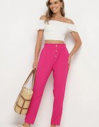 cflo Pantaloni Fucsia cu talie înaltă tip Paper Bag cu elastic în talie Noravia