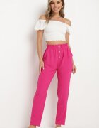 cflo Pantaloni Fucsia cu talie înaltă tip Paper Bag cu elastic în talie Noravia