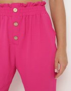 cflo Pantaloni Fucsia cu talie înaltă tip Paper Bag cu elastic în talie Noravia