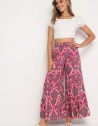 cflo Pantaloni Fucsia Lărgi Din Viscoză Cu Talie Înaltă și Elastic în Talie Risettesna