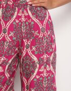 cflo Pantaloni Fucsia Lărgi Din Viscoză Cu Talie Înaltă și Elastic în Talie Risettesna