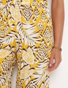 cflo Pantaloni Galbeni Din Viscoză cu croială largă cu elastic în talie decorați cu volan Jasmalia