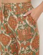 cflo Pantaloni Largi Bej închis din Viscoză în Stil Boho cu Elastic în Talie și Talie Înaltă Tiamaylee
