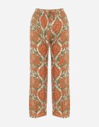 cflo Pantaloni Largi Bej închis din Viscoză în Stil Boho cu Elastic în Talie și Talie Înaltă Tiamaylee