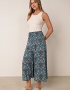 cflo Pantaloni Largi bleumarin din viscoză cu imprimeu retro Zeramara