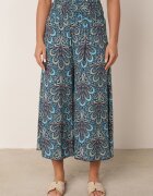 cflo Pantaloni Largi bleumarin din viscoză cu imprimeu retro Zeramara