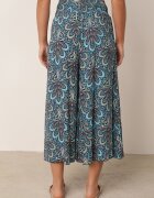 cflo Pantaloni Largi bleumarin din viscoză cu imprimeu retro Zeramara