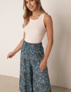 cflo Pantaloni Largi bleumarin din viscoză cu imprimeu retro Zeramara