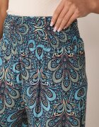cflo Pantaloni Largi bleumarin din viscoză cu imprimeu retro Zeramara