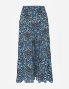 cflo Pantaloni Largi bleumarin din viscoză cu imprimeu retro Zeramara
