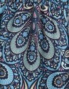 cflo Pantaloni Largi bleumarin din viscoză cu imprimeu retro Zeramara