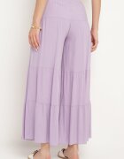 cflo Pantaloni Largi Mov din Viscoză cu Elastic în Talie Decorate cu Volan Dimlea