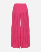cflo Pantaloni Largi Roz închis din Viscoză cu elastic în talie decorați cu un volan Dimlea