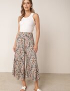 cflo Pantaloni Largi Roz-Mentă din Viscoză cu Model Retro Zeramara