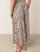 cflo Pantaloni Largi Roz-Mentă din Viscoză cu Model Retro Zeramara