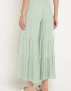 cflo Pantaloni Largi Verde Deschis din Viscoză cu Elastic în Talie Decorați cu Volan Dimlea