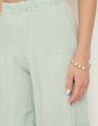 cflo Pantaloni Largi Verde Deschis din Viscoză cu Elastic în Talie Decorați cu Volan Dimlea