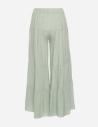 cflo Pantaloni Largi Verde Deschis din Viscoză cu Elastic în Talie Decorați cu Volan Dimlea