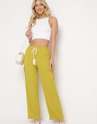 cflo Pantaloni Largi Verde deschis Palazzo cu elastic în talie și buzunare cu clapetă Rannestia