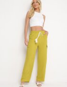 cflo Pantaloni Largi Verde deschis Palazzo cu elastic în talie și buzunare cu clapetă Rannestia