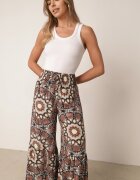 cflo Pantaloni Maro din Viscoză Tip Palazzo Cu talie înaltă și elastic în talie Agnalia
