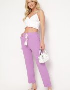 cflo Pantaloni Mov închis cu elastic în talie decorate cu șnururi Efista
