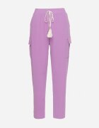 cflo Pantaloni Mov închis cu elastic în talie decorate cu șnururi Efista